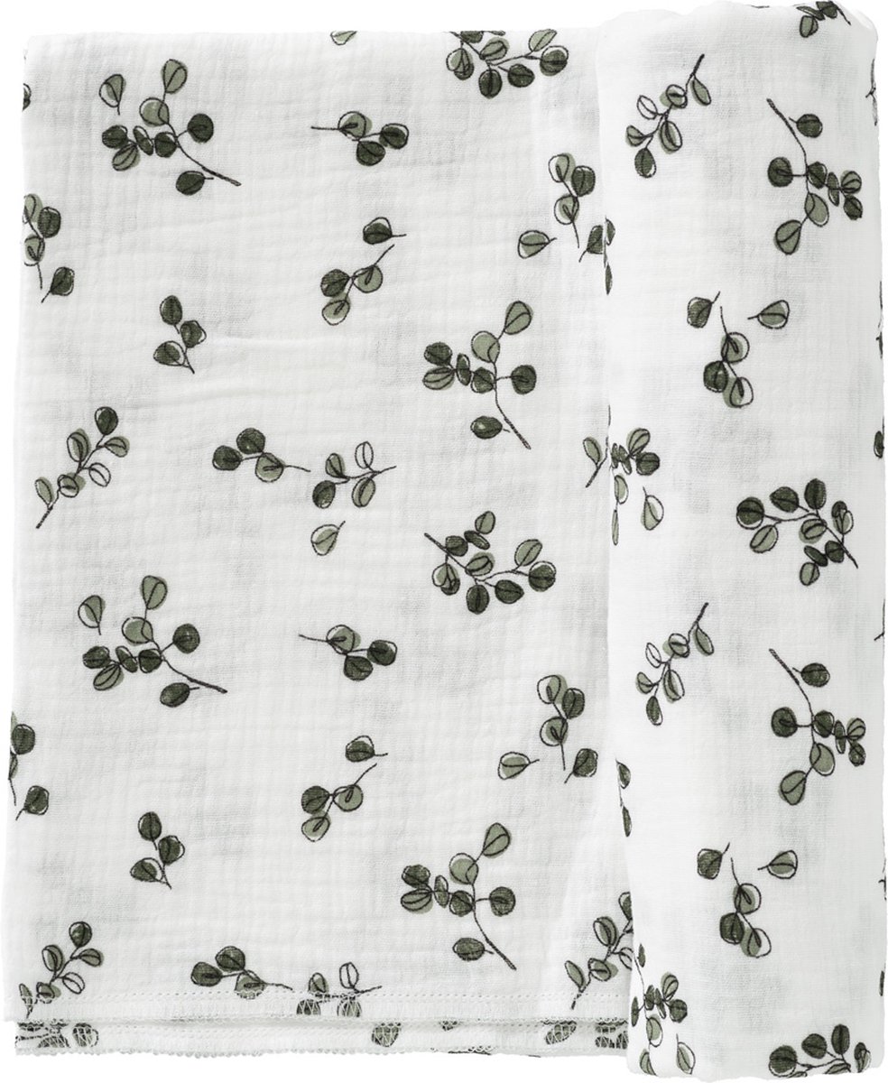 Goedkoopste Cottonbaby - multidoek XL - Swaddle - green leaves - wit/groen