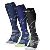 STOX Energy Socks - 3 Pack Sportsokken voor Mannen - Premium Compressiesokken - Kleuren: Blauw/Grijs,Donkerblauw/Geel en Zwart/Grijs - Maat: Large - 3 Paar - Voordeel - Mt 43-47