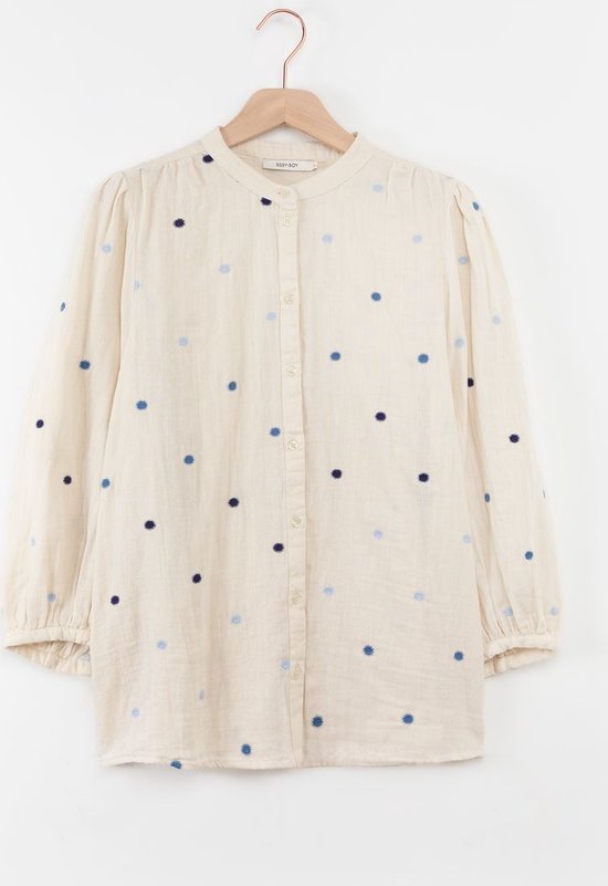 Sissy-Boy - Beige mousseline blouse met embroidery