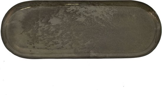 HomeBound by KY | Metalen dienblad ovaal olive | 33x12x1,5cm | dienblad metaal olijf ovaal