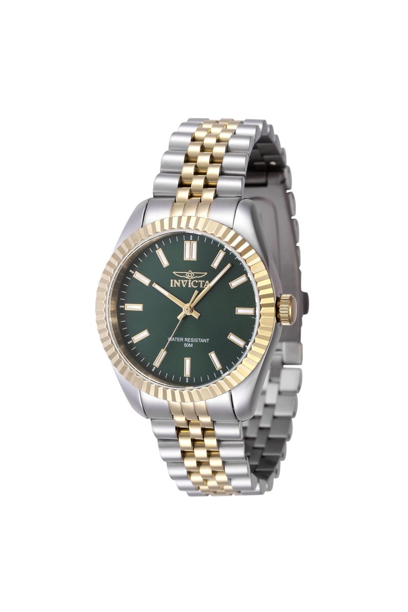 Invicta Specialty 47501 Dames Horloge - Waterdicht - Analoog - Quartz Uurwerk - Roestvrij Staal met groene Wijzerplaat - 36mm