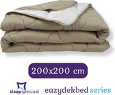 Slaapspeciaal Zomerdekbed - eazydekbed ® Series Taupe/Creme - Dekbed zonder overtrek | 200x200 cm - 30 dagen proefslapen - Hoesloos dekbed - Bedrukt dekbed zonder overtrek - Dekbed in kleur - Gekleurd dekbed - Tweepersoons Dekbed