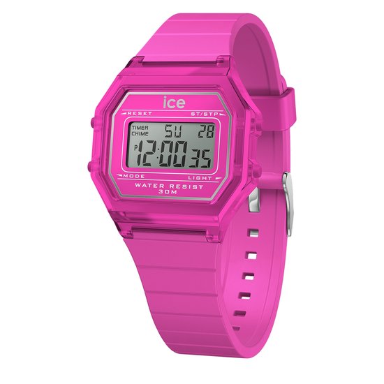 Ice Watch ICE digit retro - Rose fluo - Transparent 022887 Montre - Siliconen - Rose - Ø 33 mm