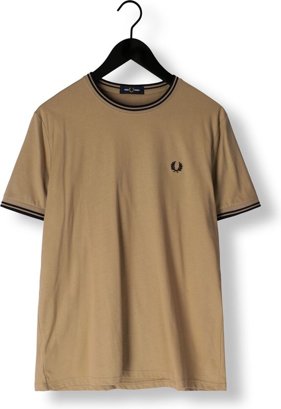 Fred Perry Heren Tshirt Twin Tipped T-shirt Khaki - Maat M