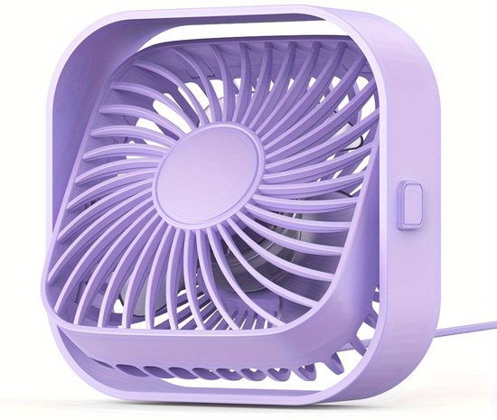 Luchtbevochtigingsventilator paars USB draagbaar 5 standen tafelventilator staand verkoelend