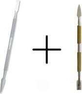 Belux Surgical Instruments / Bokkepootje - Manicure en Pedicure - Dubbelzijdig - Cuticle Pusher - Goud 13 cm + Zilver 14 cm