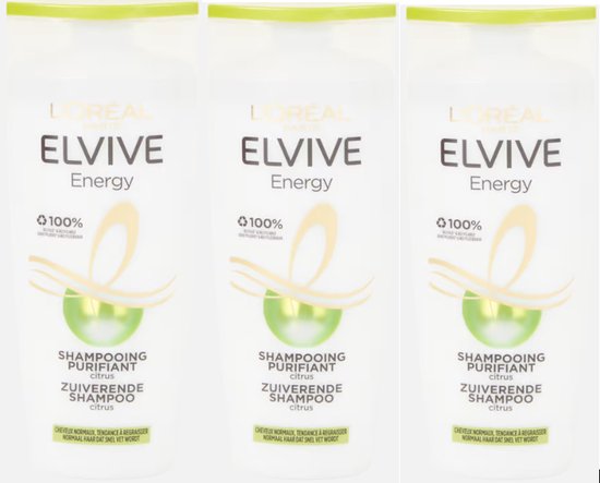 3x L'Oréal Elvive - Voordeelpak - Shampoo - Citrus Energy - 3x 250 ML