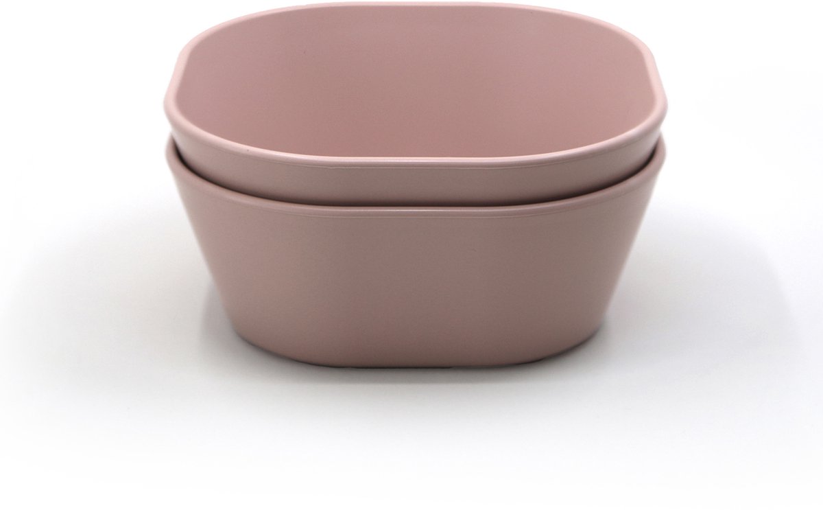 Mushie kom vierkant blush - set van 2 Roze - Siliconen - Breekbaar: N - Magnetron: Y - Vriezer: Y - Oven: Y - Vaatwasser: Y