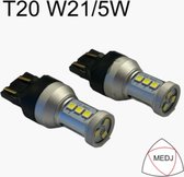 medj- T20 W21/5W - 6000K wit licht -led-canbus-duplo- 12V (set, 2 stuks)