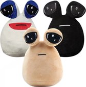 Happy Trendz® 3 stuks Pou Knuffels / Pou - Kawaii knuffel - alien knuffel - 22cm - sad - zielig - pluche - Kawaii Knuffel - Zielig Knuffel - Pou - Bruin Wit Zwart - Alien Poo Knuffel - My Pet Alien Pou - Premium Quality