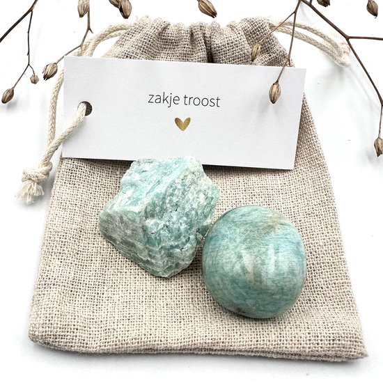 Sac de confort - Mélange d'amazonite - ensemble de pierres précieuses - deuil - chagrin - perte - réconfortant - apaisant - sac cadeau - cadeau pour homme femme