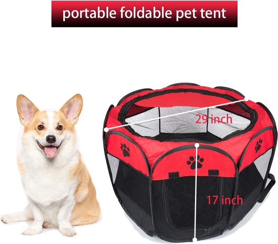 BIGWING Style Puppybox, draagbare opvouwbare puppyhond, kat, konijn, cavia, stof (Blauw, L, 8