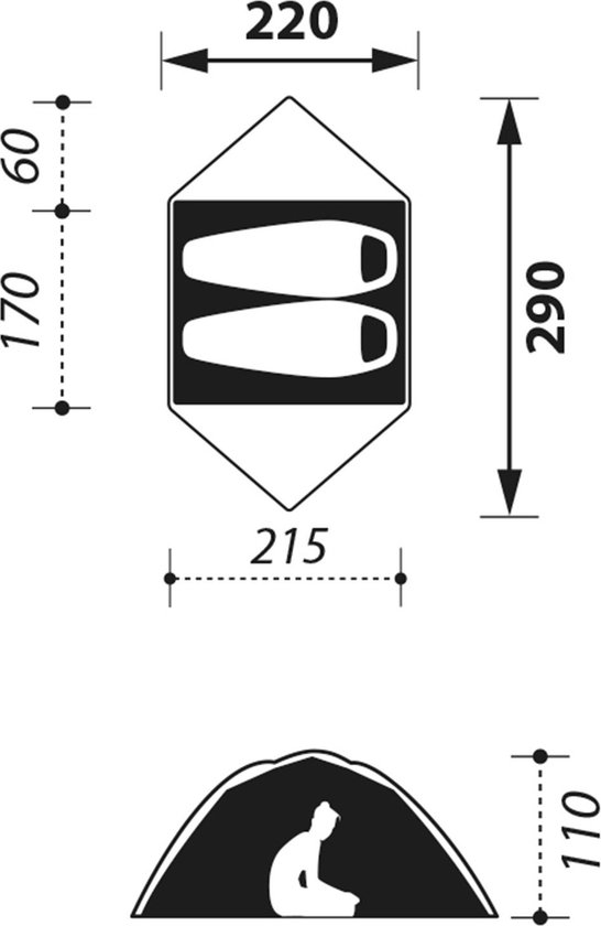 NOMAD® Jade Koepeltent 2 personen | Groen | Slechts 3KG | 2 Persoons Tent Met Binnentent | Waterdicht & Ventilerend | Incl Hoes