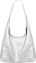 Zilveren Shopper Met Etui - Zilveren Schoudertassen - Kunstleer - Fashion Bags - Zilver