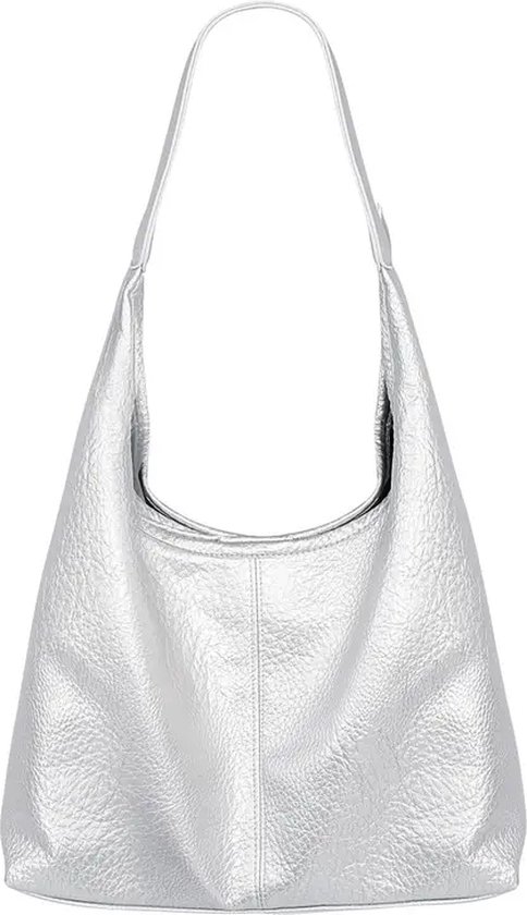 Zilveren Shopper Met Etui - Zilveren Schoudertassen - Kunstleer - Fashion Bags - Zilver