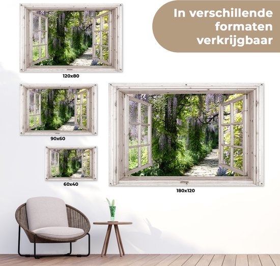Affiche de jardin Wisteria - Fleurs - Transparentes - Arbre - Printemps - 120x80 cm - Toile de jardin