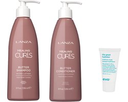 Duo set - Lanza - Healing Curls Butter - Shampoo + Conditioner 236 ml + WILLEKEURIG Travel Size
