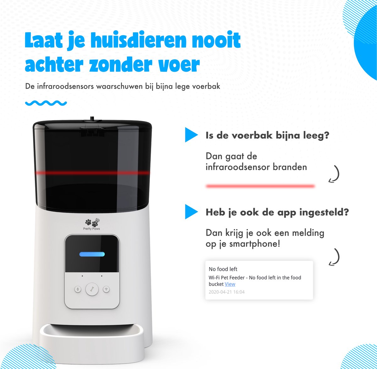 Pretty Paws PP005 Wifi Voerautomaat Wit - Automatische - afbeelding 2