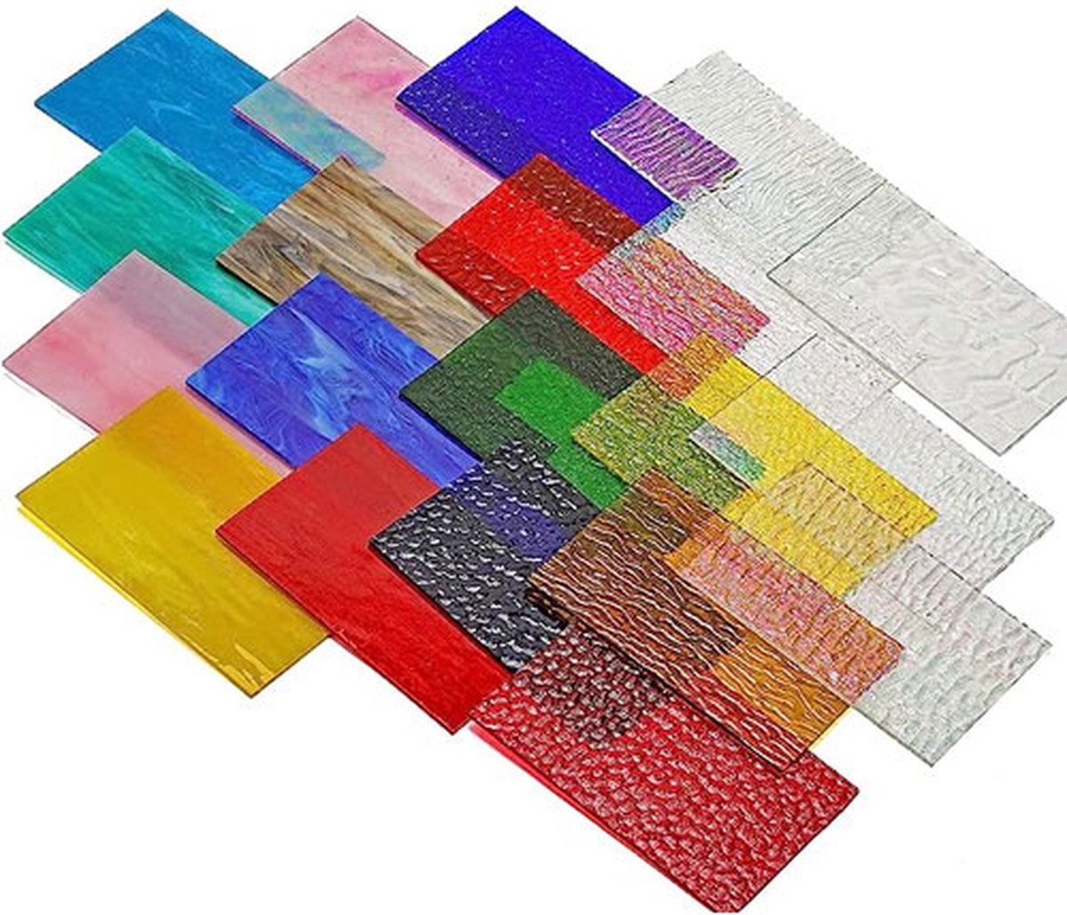 Gekleurde glasplaatjes 10*10cm 10stuks