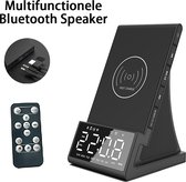 Zeerkeer Bluetooth speaker - met radio - Digitale wekker - Wekker met draadloze oplader - Houder voor mobiele telefoon - 3.5mm audioweergave - Dubbele alarmfunctie - Timer - Met afstandsbediening