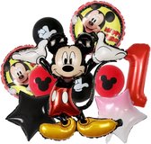 Mickey Mouse - Jomazo - Mickey Mouse folieballonnen met cijfer - Mickey Mouse verjaardag - Kinderverjaardag - Mickey Mouse 1 jaar - Mickey Mouse ballonnen - Mickey mouse ballon - Mickey Mouse ballonnen set - feest versiering - Disney kinderfeest