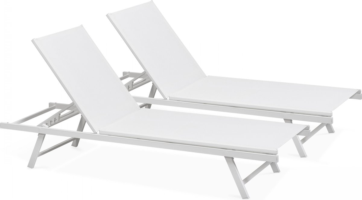 Oviala - Set van 2 witte stalen ligstoelen - Tahiti