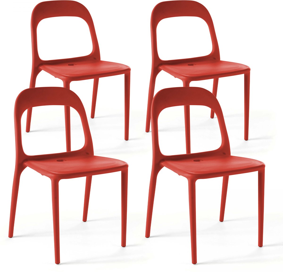 Oviala - Set van 4 rode plastic stoelen - Milan