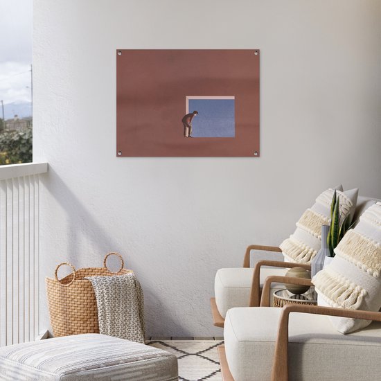 Tableau jardin Homme - Vintage - Design - 80x60 cm - Affiche jardin - Toile jardin - Affiche extérieur