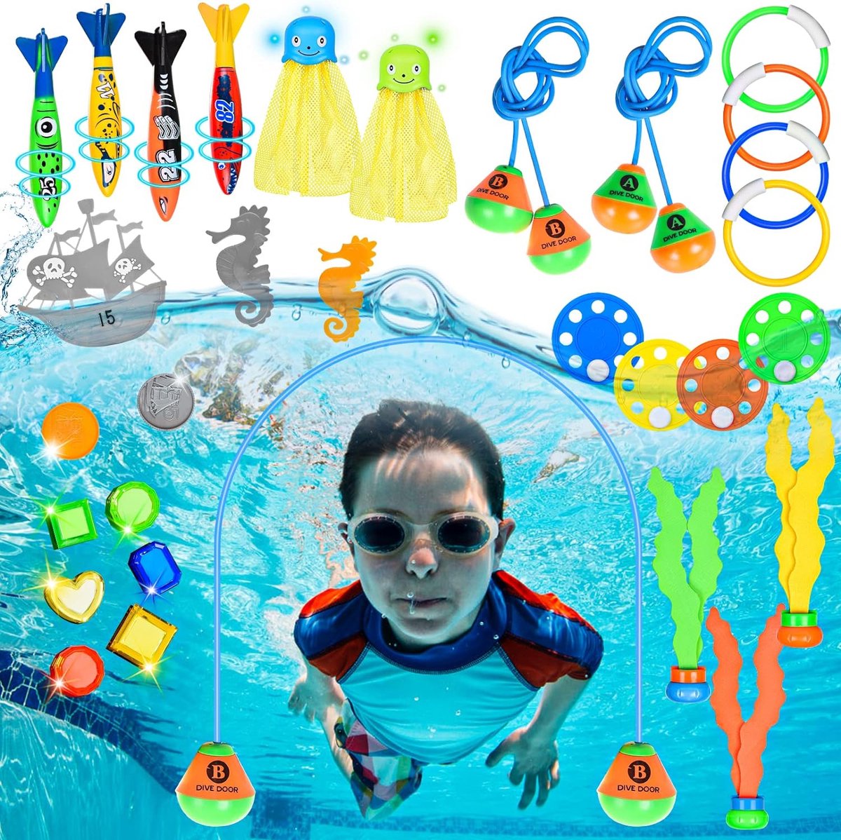 2 Pièces Jouet Poisson Diable Glider sous-Marin Jouets de Plongée pour Enfants Jouets de Piscine Jouet de Natation , Rouge et Vert - Puériculture & Eveil bébé