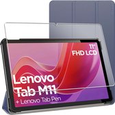 ebestStar - Hoes voor Lenovo Tab M11, Slanke Design PU Lederen Etui, Automatische Slaap/Wake, SmartCase hoesje, Donkerblauw + Gehard Glas