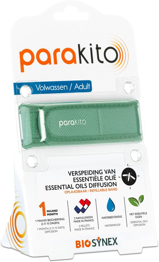 Parakito Anti-Muggenarmband Oplaadbaar Volwassenen Khaki 1 Armband