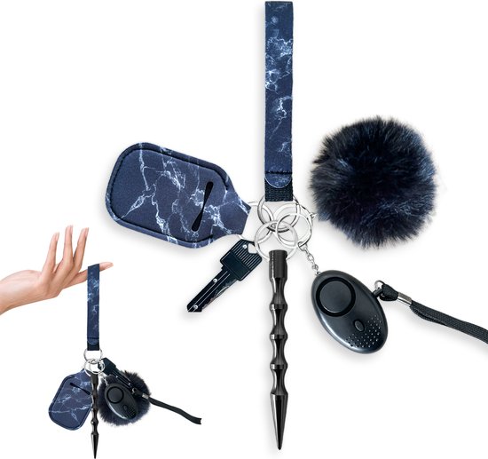 Porte-clés d'auto-défense - 6 pièces - Kubotan - Alarme personnelle - Porte-clés Système d'alarme