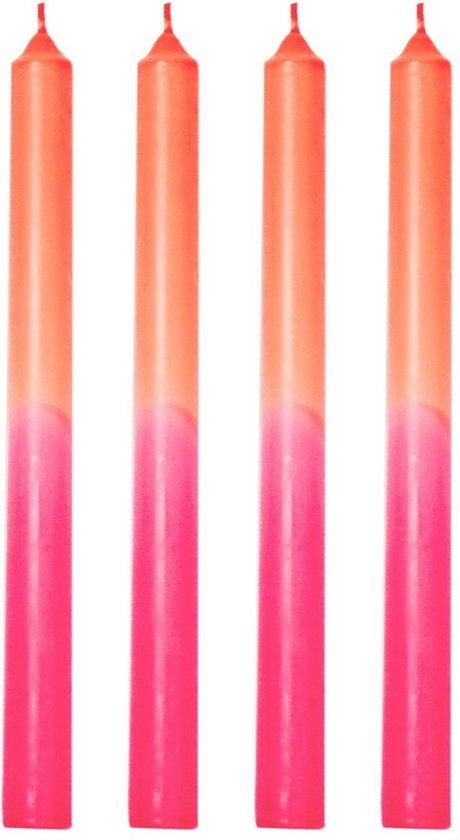 HV DipDye Candles - Rood/Neon Roze - 25.8x9.5x2.5 cm - Set van 4