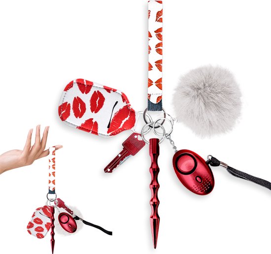 Porte-clés d'auto-défense - 6 pièces - Kubotan - Alarme personnelle - Porte-clés Système d'alarme