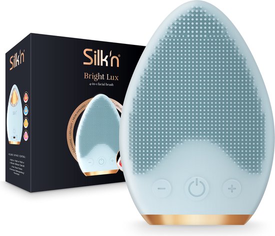 Silk'n Elektrische Gezichtsreiniger - Bright Lux - Gezichtsborstel 4-in-1 Reiniging, Ledlicht, Nabij-infrarood en Koeling - Blauw