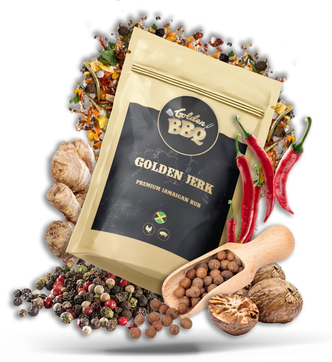 Goedkoopste Golden BBQ - Golden Jerk - BBQ Rub - Kruidenmix - Jamaicaanse kruidenmix - 200 gram