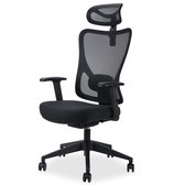 Novitaa Ergonomische Bureaustoel - Voor Volwassenen - Office Chair - Verstelbaar - Hoofdsteun - Extra Brede Zitting - Zwart - OC01B