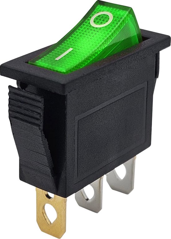 ProRide® Interrupteur à bascule ON-OFF KCD3-12 - 3 broches - Rectangle - 12V/20A - Vert