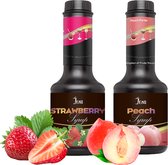 Limonade | Bubble Tea Syrup | Smoothie Basis | Cocktail Syrup | Dessert Syrup | JENI Strawberry Syrup - 600g x 1 + Peach Syrup - 600g x 1