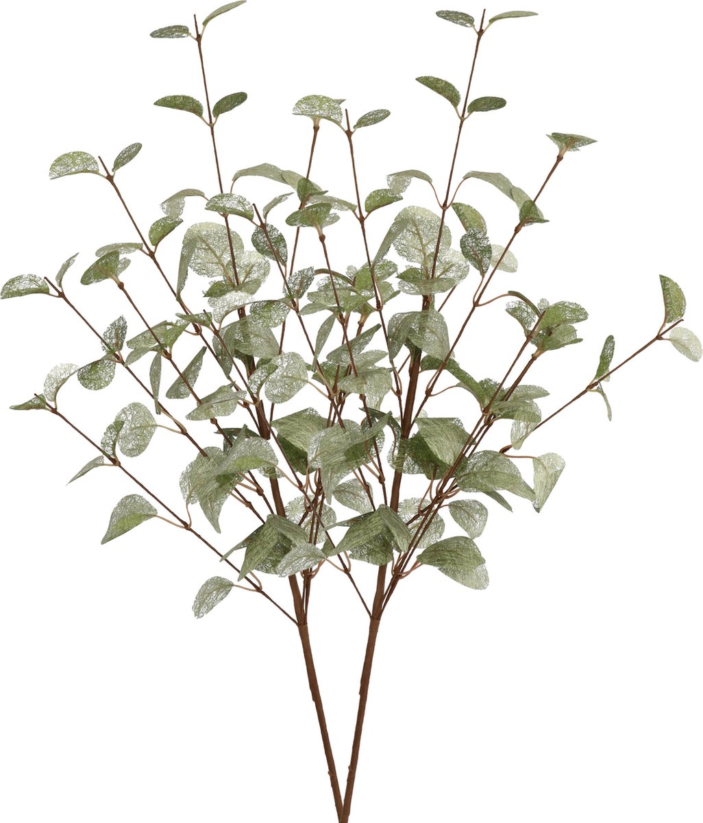 DK design Kunstbloem Eucalyptus tak Silk - 2x - 72 cm - groen - losse steel - Kunst zijdebloemen Jade groen