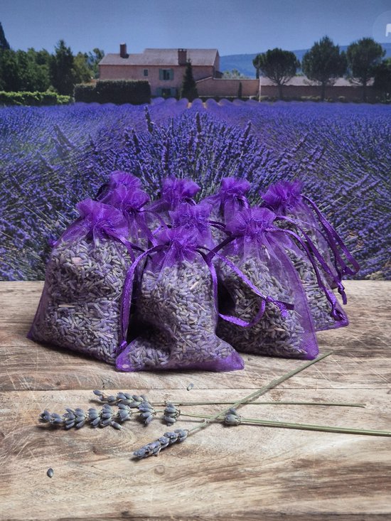 Lavendel geurzakjes met biologische lavendel uit de Provence - 10 stuks à 6 gram paars