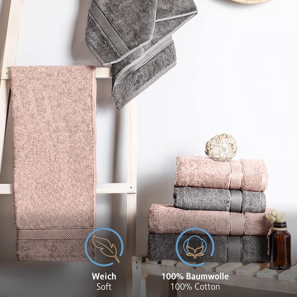 Luxe handdoekenset van katoen 8 pieces