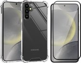 Hoesje geschikt voor Samsung Galaxy S24 Plus - Screenprotector Volledig Dekkend Glas - Shockproof Transparant