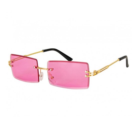 Zonnebril rechthoekig - Festival bril - Rave bril - Glasses - Roze van Merkloos — afbeelding 2