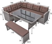 Concept-U - 8 -Seater Corner Garden Furniture in Gray & Brown Resin MOOREA
