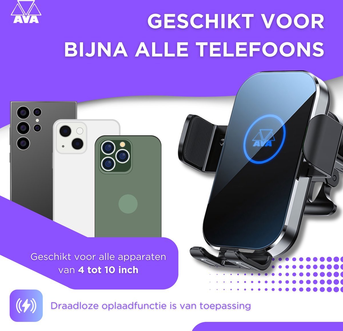 AVA AVA Electronics Telefoonhouder Draadloze Oplader - afbeelding 2