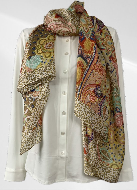 Sjaal - Casual sjaal - Gele print - Viscose en zijde - In verschillende kleuren