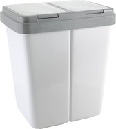 Zweimer Duo afvalbak met deksel, kunststof afvalbak voor in de keuken, geurbestendige afvalbak met afvalscheidingssysteem, 2 x (±)25 liter, diverse kleuren