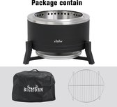 BIGHORN Smokeless Fire Pit 2in1 Wood and Pellet Low Smoke Bonfire fireplace, Ideal for Camping, Dia 65×42cm with cooking plate and cover