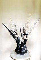 Tulpenvaas Zwart met droogbloemen- Maat L- Daan Kromhout - 20 x 25 cm - La Florista